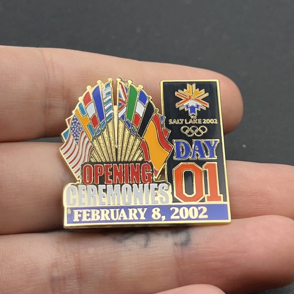 2002 Salt Lake City Olympics Day 1 Opening Ceremonies World Flags Lapel Hat Pin